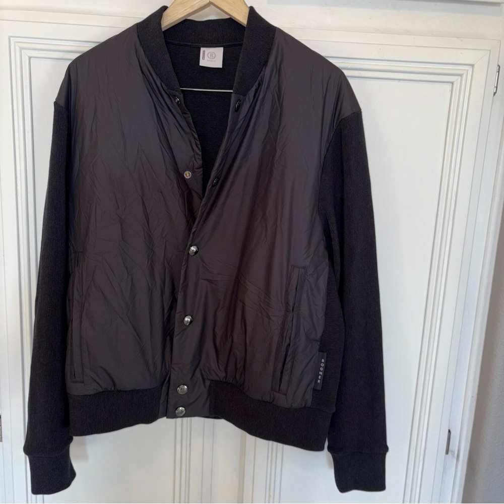 Bogner Hybrid Bomber  Black Jacket Men’s Sz M Tech Knit Sleeves And Back Great